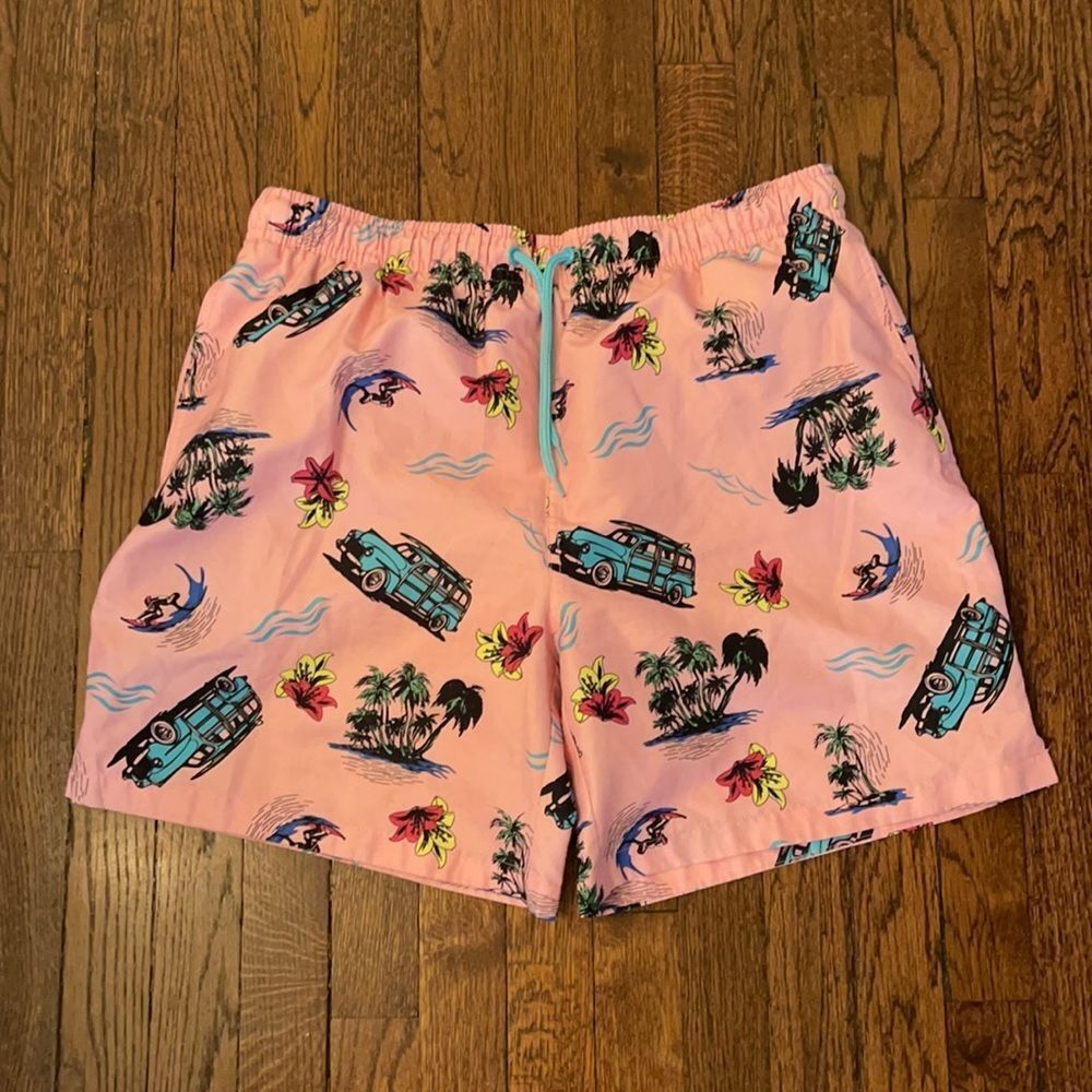 MENS Wave Zone L Retro Vibes Tropical Swim Shorts